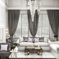 Curtains in the interior of the living room classic