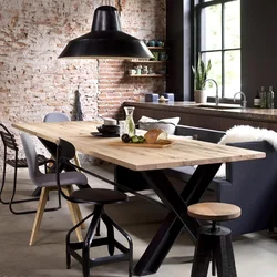 Loft table photo in the kitchen interior