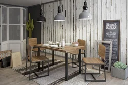 Mətbəx interyerində loft masasının fotoşəkili