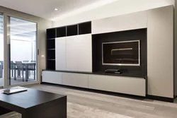 Modern living room with wardrobe in the interior