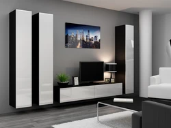 Modern living room with wardrobe in the interior