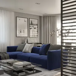 Living room in blue-gray tones photo