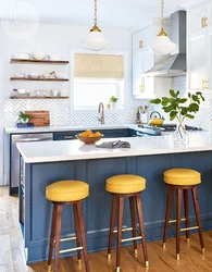 Yellow blue kitchen interior