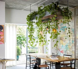 Kitchen design with artificial flowers