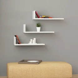 Modern shelves in the bedroom photo