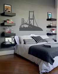 Modern shelves in the bedroom photo