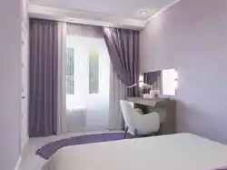 Меҳмонхона бо пардаҳои lilac дохилӣ акс