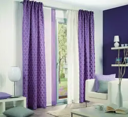 Bedroom with lilac curtains design