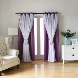 Lilac Pərdə Dizaynı Ilə Yataq Otağı