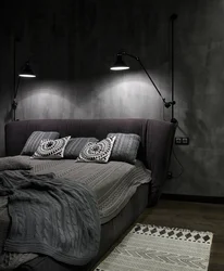 Чорны ложак у спальні інтэр'ер дызайн