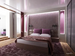 Bedroom design with purple bed