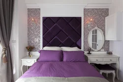 Bedroom design with purple bed