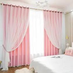 Yataq otağı dizayn fotoşəkili üçün tül pərdələr