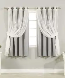 Short curtains for the bedroom up to the windowsill photo