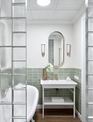 Glass blocks in the bathroom interior