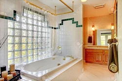 Glass blocks in the bathroom interior