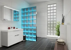 Glass blocks in the bathroom interior