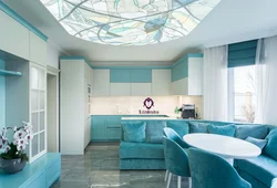 Қонақ бөлмесінің интерьеріндегі tiffany түсі