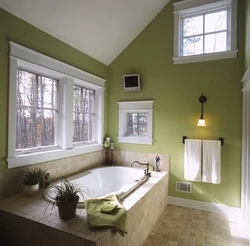 Bathroom design in olive color