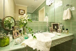 Bathroom design in olive color