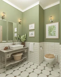 Bathroom design in olive color