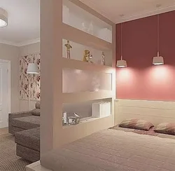 Design of a one-room apartment with a partition