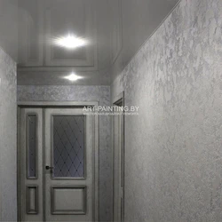 Decorative plaster wet silk in the interior of the hallway photo