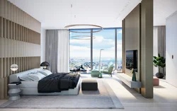 Photo of a bedroom with panoramic windows photo