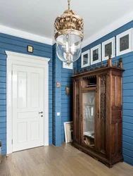 Hallway interior with blue walls