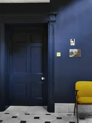 Hallway interior with blue walls