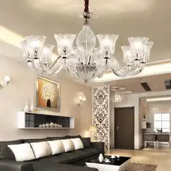 Beautiful chandeliers in the living room interior
