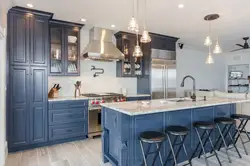 Kitchen in gray-blue tones interior photo