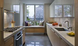 Modern kitchen design 20 sq m photo with window
