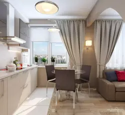 Zamonaviy oshxona dizayni oyna bilan 20 sq m fotosurat