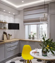 Zamonaviy oshxona dizayni oyna bilan 20 sq m fotosurat