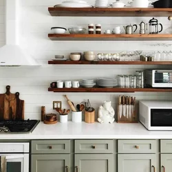 Wall Shelves And Cabinets In The Kitchen Interior