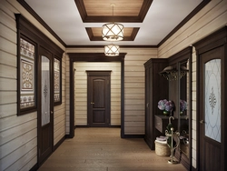 Photo hallway in a wooden house