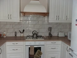 Kitchen interior apron white tiles