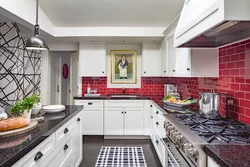 Kitchen interior apron white tiles