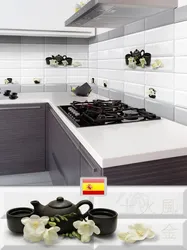Kitchen interior apron white tiles