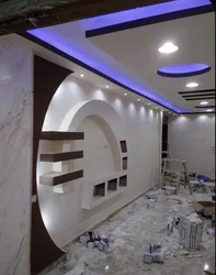 Plasterboard ceilings with lighting in the apartment photo