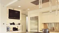 TV in a square kitchen photo