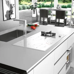 White hob in the kitchen interior