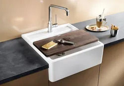 White sink in the kitchen interior