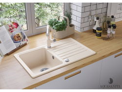 White Sink In The Kitchen Interior