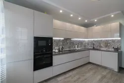 White glossy kitchens in a modern style interior photo