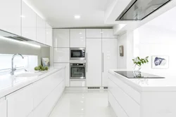 White glossy kitchens in a modern style interior photo