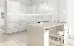 White glossy kitchens in a modern style interior photo