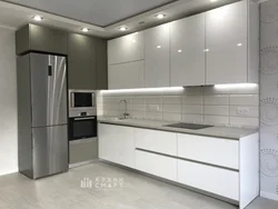White glossy kitchens in a modern style interior photo