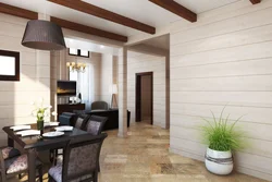Living room finishing with timber photo